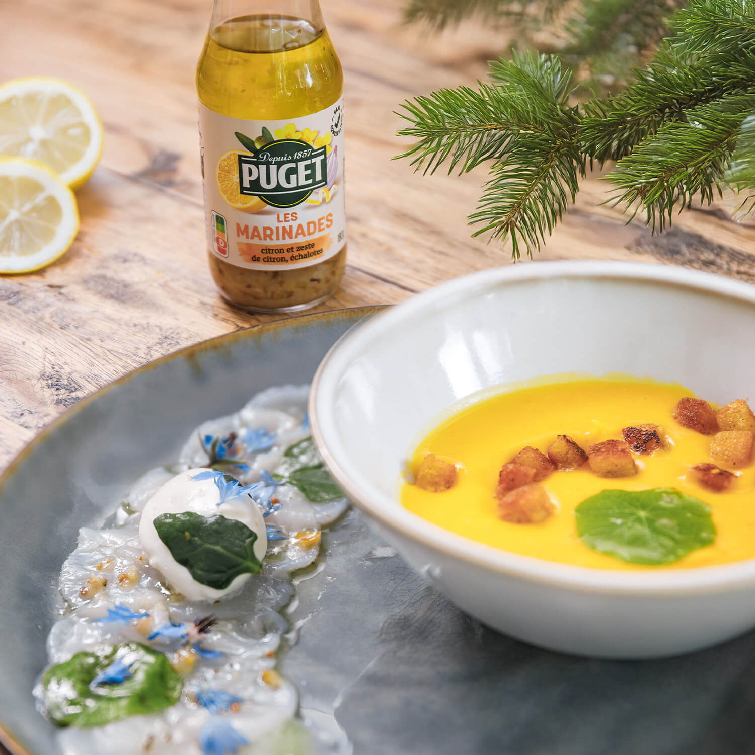 Velouté de butternut & Carpaccio de Saint-Jacques